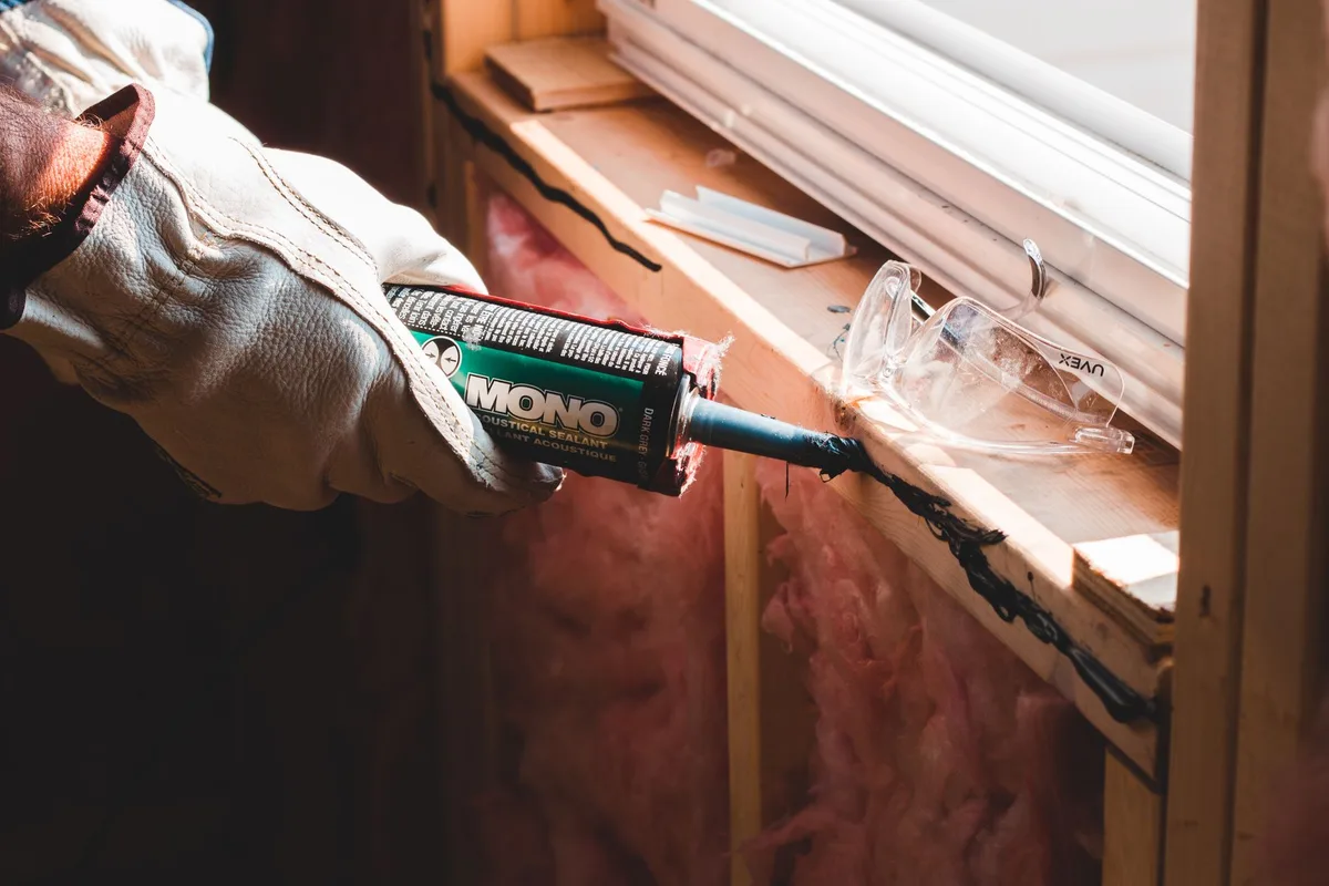 silicone caulk sealing crack foundation