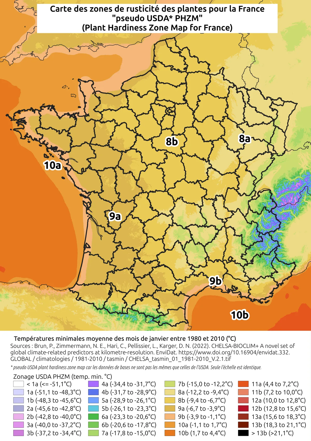 USDA hardiness zone map